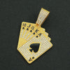 Poker Pendant Necklace Hiphop Style Rhinestone Diamondencrusted Cuban Chain Geometric Design Alloy