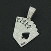 Poker Pendant Necklace Hiphop Style Rhinestone Diamondencrusted Cuban Chain Geometric Design Alloy