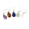 Polished Natural Stone Flat Teardrop Earrings Handmade Simple Crystal Jewelry With Copper Accessories For Women