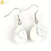 Polished Natural Stone Flat Teardrop Earrings Handmade Simple Crystal Jewelry With Copper Accessories For Women