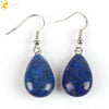 Polished Natural Stone Flat Teardrop Earrings Handmade Simple Crystal Jewelry With Copper Accessories For Women