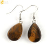 Polished Natural Stone Flat Teardrop Earrings Handmade Simple Crystal Jewelry With Copper Accessories For Women