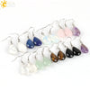 Polished Natural Stone Flat Teardrop Earrings Handmade Simple Crystal Jewelry With Copper Accessories For Women
