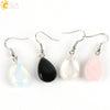 Polished Natural Stone Flat Teardrop Earrings Handmade Simple Crystal Jewelry With Copper Accessories For Women