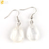 Polished Natural Stone Flat Teardrop Earrings Handmade Simple Crystal Jewelry With Copper Accessories For Women