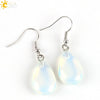 Polished Natural Stone Flat Teardrop Earrings Handmade Simple Crystal Jewelry With Copper Accessories For Women