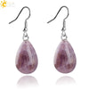 Polished Natural Stone Flat Teardrop Earrings Handmade Simple Crystal Jewelry With Copper Accessories For Women