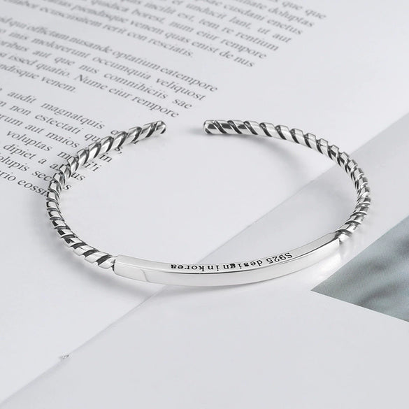 Polished S925 Sterling Silver Bracelet For Women Trendy Minimalist Hip Hop Style All Match Jewelry