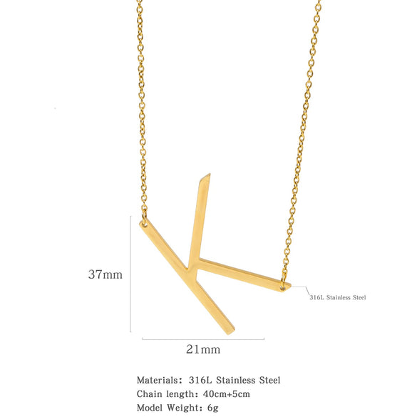 Polished Short Clavicle Necklace Titanium Steel Jewelry With English Letter Pattern And Electroplating Treatment