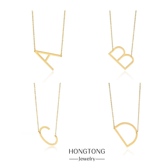 Polished Short Clavicle Necklace Titanium Steel Jewelry With English Letter Pattern And Electroplating Treatment