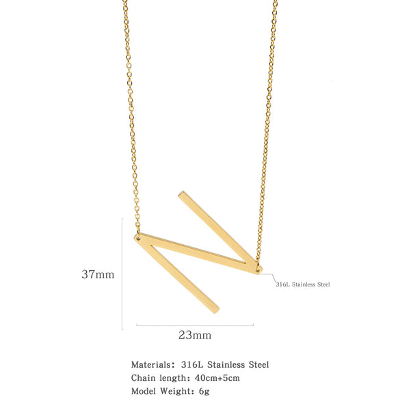 Polished Short Clavicle Necklace Titanium Steel Jewelry With English Letter Pattern And Electroplating Treatment