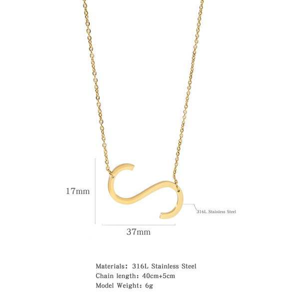 Polished Short Clavicle Necklace Titanium Steel Jewelry With English Letter Pattern And Electroplating Treatment