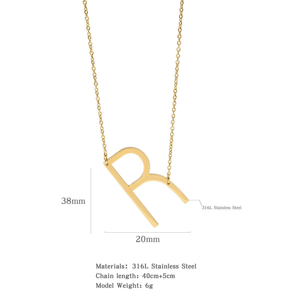 Polished Short Clavicle Necklace Titanium Steel Jewelry With English Letter Pattern And Electroplating Treatment