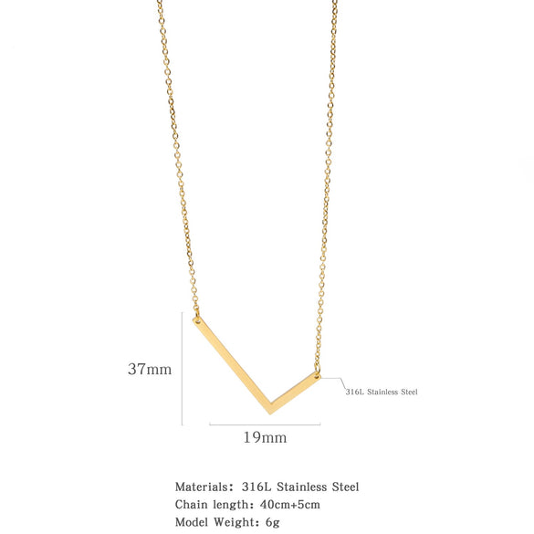 Polished Short Clavicle Necklace Titanium Steel Jewelry With English Letter Pattern And Electroplating Treatment