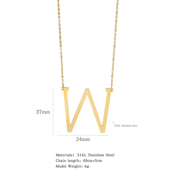 Polished Short Clavicle Necklace Titanium Steel Jewelry With English Letter Pattern And Electroplating Treatment