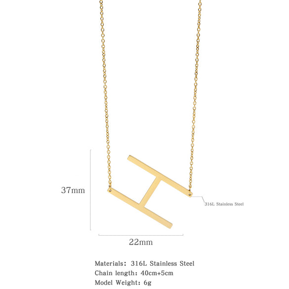 Polished Short Clavicle Necklace Titanium Steel Jewelry With English Letter Pattern And Electroplating Treatment