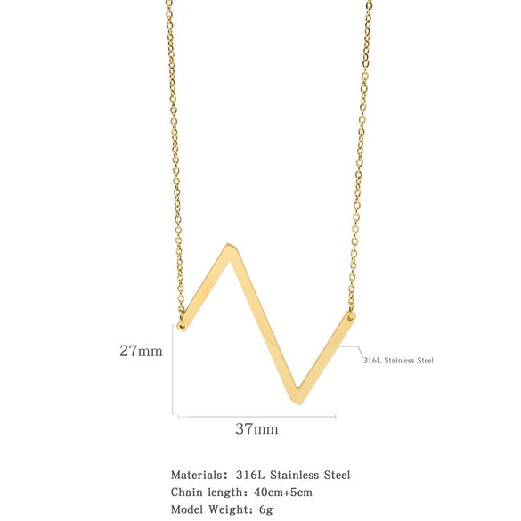 Polished Short Clavicle Necklace Titanium Steel Jewelry With English Letter Pattern And Electroplating Treatment