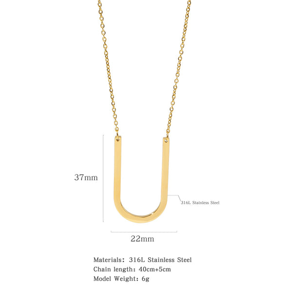 Polished Short Clavicle Necklace Titanium Steel Jewelry With English Letter Pattern And Electroplating Treatment