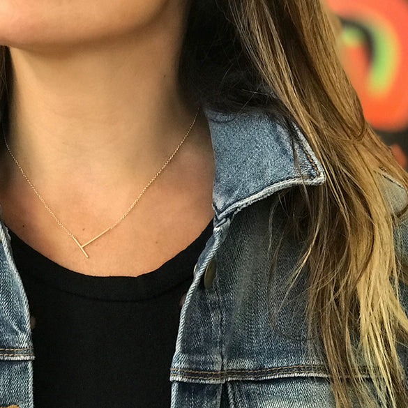 Polished Short Clavicle Necklace Titanium Steel Jewelry With English Letter Pattern And Electroplating Treatment