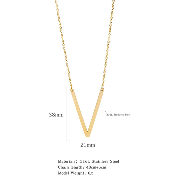 Polished Short Clavicle Necklace Titanium Steel Jewelry With English Letter Pattern And Electroplating Treatment
