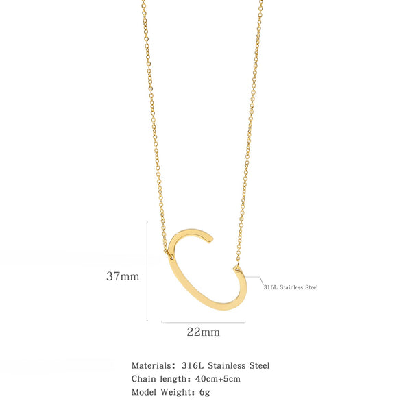 Polished Short Clavicle Necklace Titanium Steel Jewelry With English Letter Pattern And Electroplating Treatment