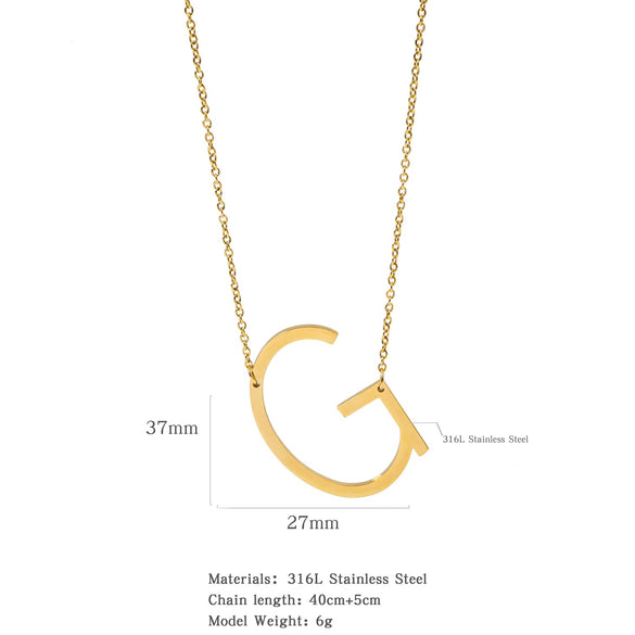 Polished Short Clavicle Necklace Titanium Steel Jewelry With English Letter Pattern And Electroplating Treatment