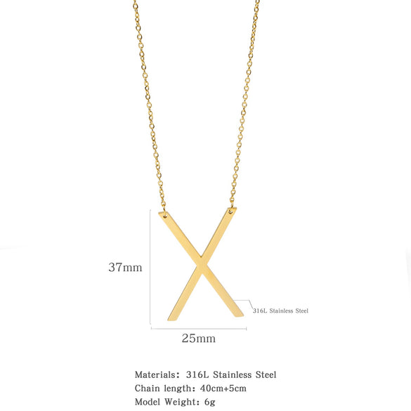 Polished Short Clavicle Necklace Titanium Steel Jewelry With English Letter Pattern And Electroplating Treatment