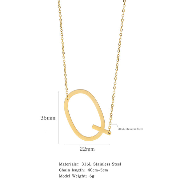 Polished Short Clavicle Necklace Titanium Steel Jewelry With English Letter Pattern And Electroplating Treatment