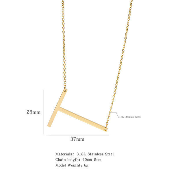 Polished Short Clavicle Necklace Titanium Steel Jewelry With English Letter Pattern And Electroplating Treatment