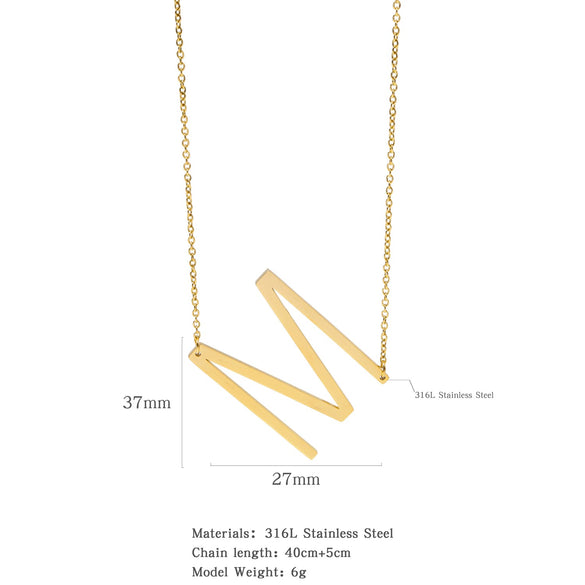 Polished Short Clavicle Necklace Titanium Steel Jewelry With English Letter Pattern And Electroplating Treatment