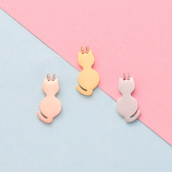 Polished Stainless Steel Animal Series Pet Cat Pendant Tag Accessories