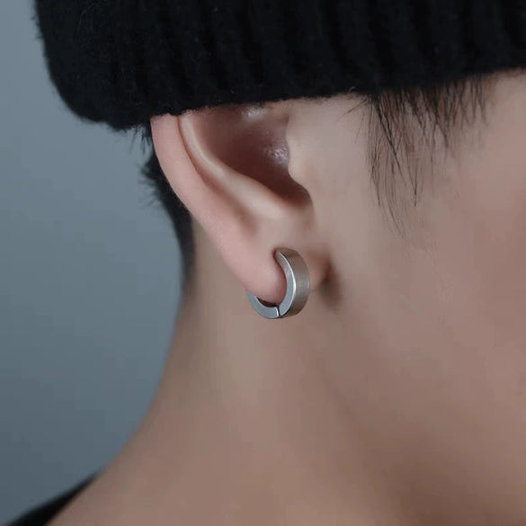 Polished Stainless Steel Nonpierced Clipon Earrings With Minimalist Geometric Design For Unisex Fashion