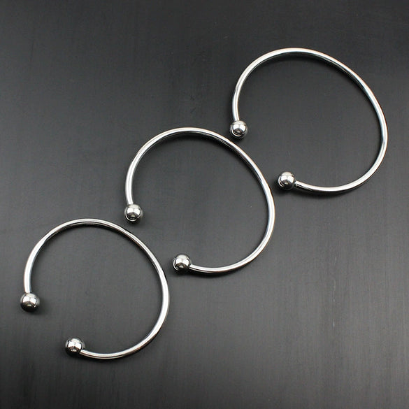 Polished Stainless Steel Open Bracelet Geometric Versatile Diy Threaded Cuff Bracelet For Men And Women
