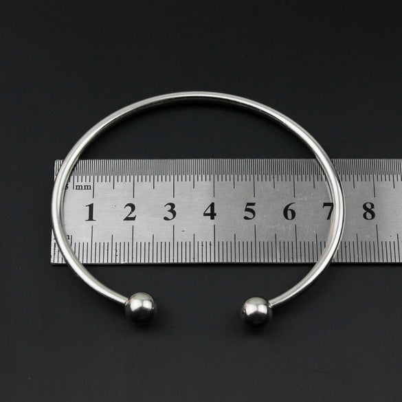 Polished Stainless Steel Open Bracelet Geometric Versatile Diy Threaded Cuff Bracelet For Men And Women