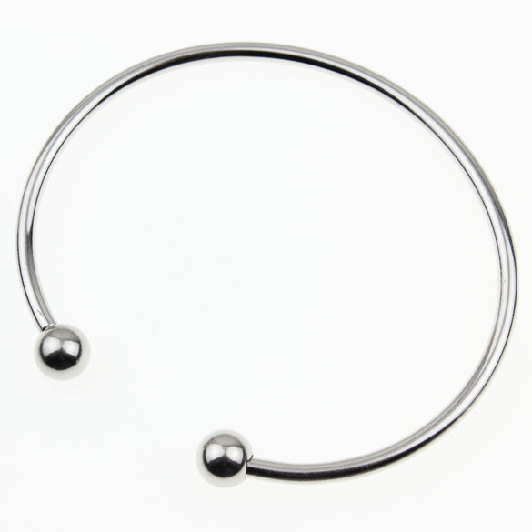 Polished Stainless Steel Open Bracelet Geometric Versatile Diy Threaded Cuff Bracelet For Men And Women