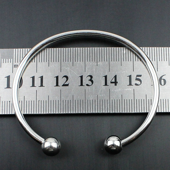 Polished Stainless Steel Open Bracelet Geometric Versatile Diy Threaded Cuff Bracelet For Men And Women