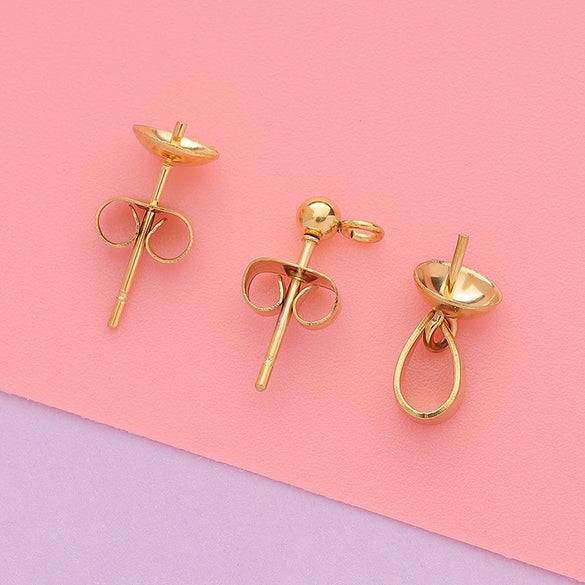 Polished Stainless Steel Pearl Buckle Jewelry Accessories With Electroplating For Diy Jewelry