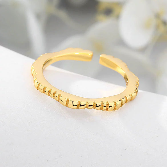 Polished Sterling Silver Geometric Open Ring With Irregular Concave And Convex Hammered Texture For Women And Unisex Wear
