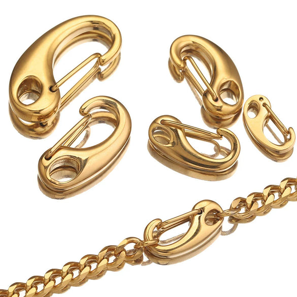 Polished Titanium Steel And Stainless Steel Male Buckle Jewelry For Necklace And Bracelet With Electroplating Treatment Simple Geometric Style