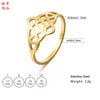 Polished Titanium Steel Bow Knot Ring With Leaf Shape Natural Style Jewelry For Women And Unisex Wear