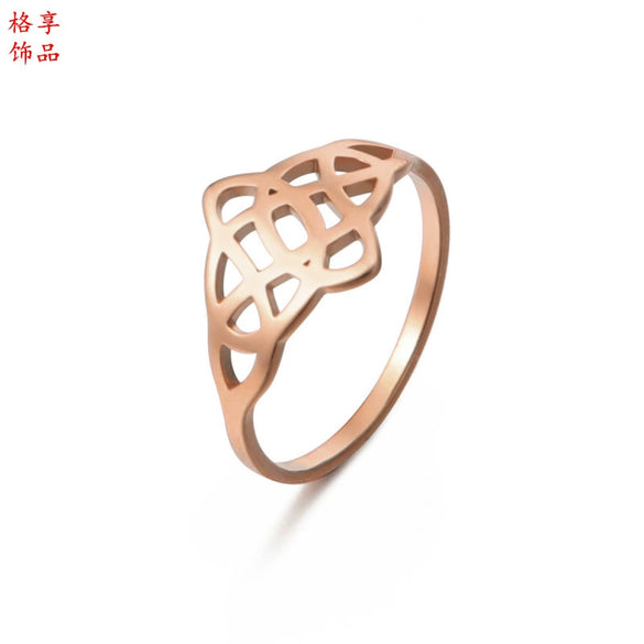 Polished Titanium Steel Bow Knot Ring With Leaf Shape Natural Style Jewelry For Women And Unisex Wear