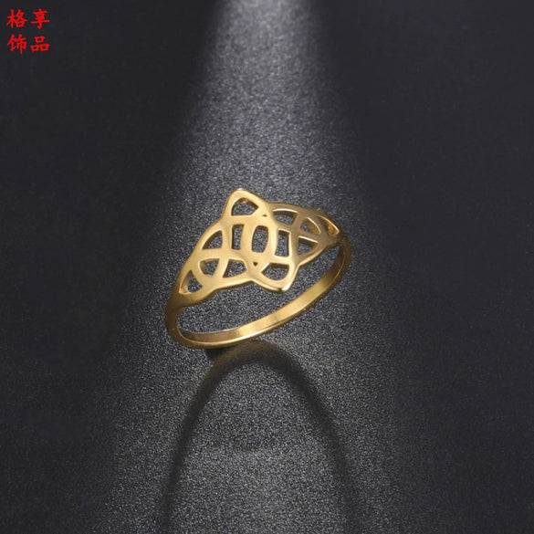 Polished Titanium Steel Bow Knot Ring With Leaf Shape Natural Style Jewelry For Women And Unisex Wear