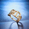 Polished Titanium Steel Hollow Heart Shaped Ring With Geometric Design For Women And Men Retro Elegant Everyday Jewelry