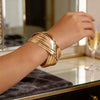 Polished Zinc Alloy Geometric Open Cuff Bracelet For Women With Metallic Gloss And Vintage Punk Style