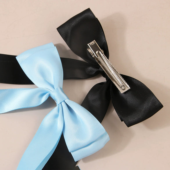 Polyester Ribbon Bow Hairpin Handmade Duckbill Clip Headwear For Women