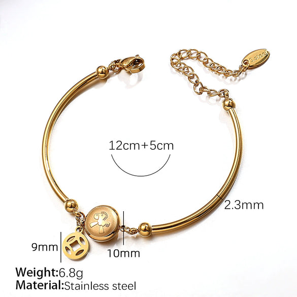 Pony Bracelet Copper Coin Goldplated 316L Stainless Steel Electroplated For Women