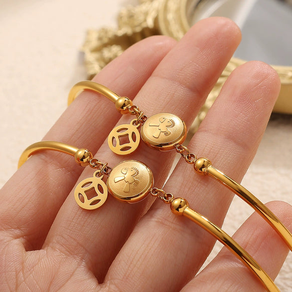 Pony Bracelet Copper Coin Goldplated 316L Stainless Steel Electroplated For Women