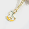 Pony Shape Pendant Necklace For Women Copper Mixed Gemstone Setting Geometric Design Electroplating