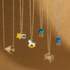 Pony Shape Pendant Necklace For Women Copper Mixed Gemstone Setting Geometric Design Electroplating