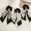 Ponytail Ribbon Large Intestine Hair Band Female Bow Handmade Fabric Black Dotted Headdress